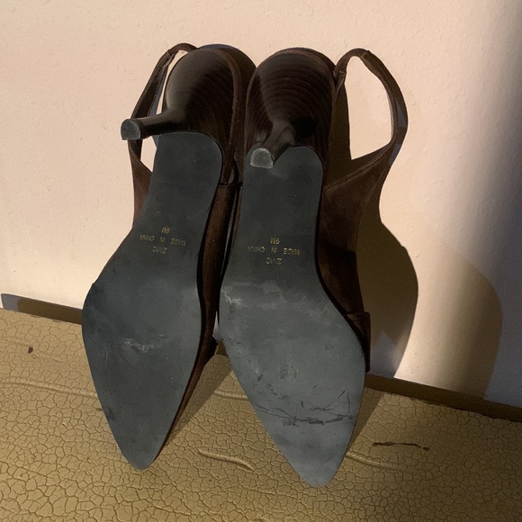 Brown Suede Slingback Kitten Heels 9M - Picture 3 of 3